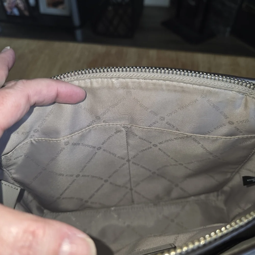 Michael Kors Gray Studded Satchel Crossbody Bag Silver Hardware - Picture 6 of 9